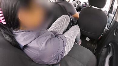 In the Car Hot Driver Fingers My Wet Pussy Makes Me Moan and Kisses Me
