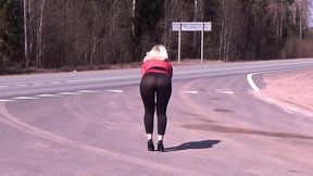 black transparent leggings - teasing on road