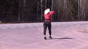 black transparent leggings - teasing on road
