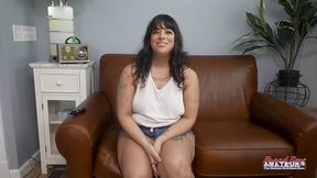 exotic busty brunette kai willow masturbates while sucking a cock!