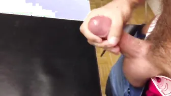 Hairy Chubby Guy Jerks Off Thick Cock After Work