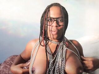 Nerdy Angel plays with her breasts ONCE MORE, spank u very much!