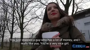 Real Czech babe gives a hot blowjob on a public bench