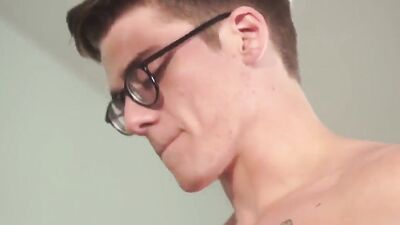 Horny nerd fucks his straight roommate after giving him a rimjob