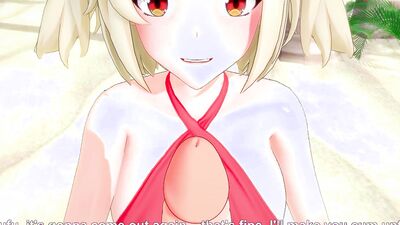 Zenless ZZZ: Bikini babe with anime tits gives an uncensored beach blowjob in full HD