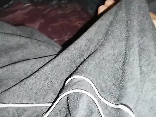 a rock hard schlong flows abundantly to the sounds of the fireplace no hands