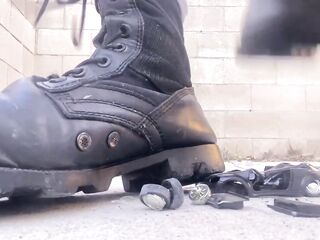 Crushing Beetle Toy Car in Combat Boots