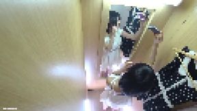 Personal photography Black-haired x baby-faced girl checking clothes in the fitting room, secretly filming her.657