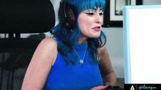 GIRLSWAY - Big Titted Hot Pays Her Rent With Her Soak Snatch To Her Erotic Gamer Roommate Jewelz Blu
