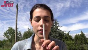Petra likes to smoke her ciggaretes outdoor