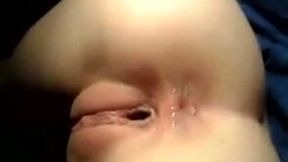 Lusty GF of mine decided to pet both of her fuck holes with dildos