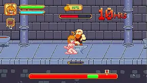 Cute female warrior has sex with men in Pleasure climb new hentai game video