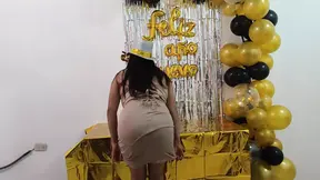 Sensual and busty stepmom says goodbye to the old year and welcomes the new year