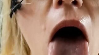 Husband watches smoking skank ex-wife with cum on face - Close up