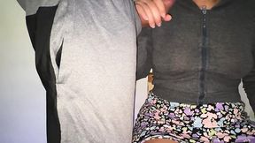 Curvy amateur woman risks it all with a public cock grab