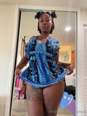 Chubby Ebony in Dress Showing Her Big Tits & Ass
