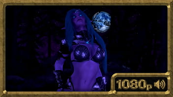 Tyrande, gorgeous night elf dancing in the moonlight