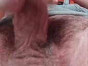 Crossdresser Wearing Denim Skirt Strokes Her Massive Clit