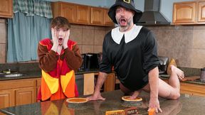 Two guys give thanks and cum hard