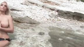 ”Big Boobed star Ines Cudna nude on the beach”