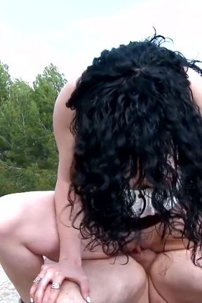 Dark haired whore with a big ass takes it in the backhole