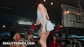 Real-life couple Shrooms Q and her man get naughty in a public pool hall