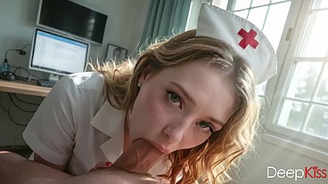 The nurses at this hospital are wonderful nurses. One of them sucked my long, thick cock to cheer me up. Her plump lips wrapped passionately around my cock [AI]
