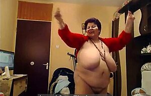 Big-Titted BBW Granny Dances on Webcam