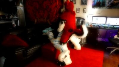 Chastity Slut gets railed in Fursuit