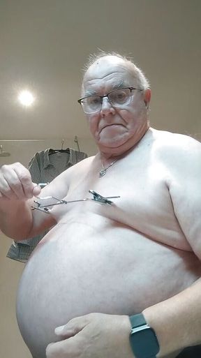 Treating My Tits and Nipples with Clamps and Shoehorn