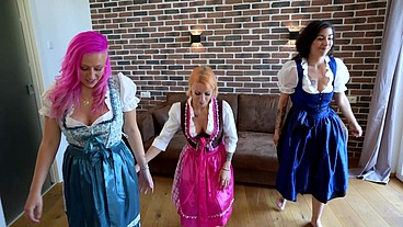 Hot Lesbians Spin Bottle Threesome - Kissing Game Turns into Pussy Licking Orgy!