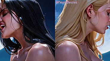 Lesbians On The Moon (Side-By-Side VR) ~ AI-Generated