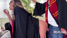 Petite MILF Millie Morgan rides cock in Potter cosplay