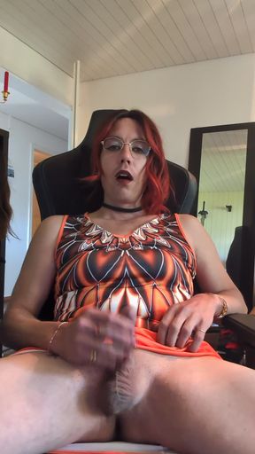Sissy Jerking off and Eating Her Cum