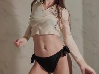 Striptease in juicy garments