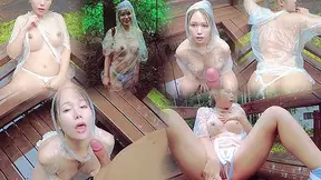 Crazy hiking sex in the rain