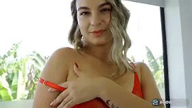 Lia Tovar is a Colombian cutie who looks amazing in sheer red lingerie, but even better nude with a dildo in a bubble bath.