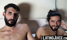 Bearded latinos Ramiro and Sebas touch each others throbbing cocks