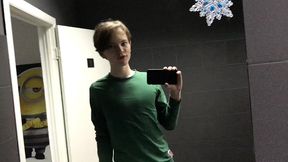 risky! jerking off in a public toilet (23cm) / teen boy / cute boy / hidden