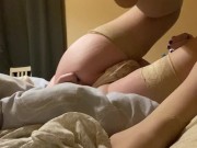 Gangster Ava Venice Garlett Plays With Herself and Shows Feet in Tan Stockings and Balaclava