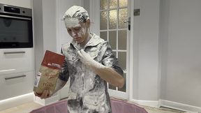 flour and water – the worst possible sticky horrific mess! (wam, wet and messy)