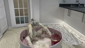 flour and water – the worst possible sticky horrific mess! (wam, wet and messy)