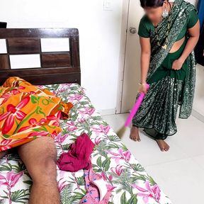 Komal fucked twice in the morning and now a maid is pushing on her