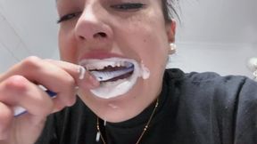 Brushing my teeth at work