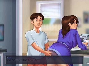 Summertime saga: stepson fingers his stepmom's pussy in the kitchen ep 179