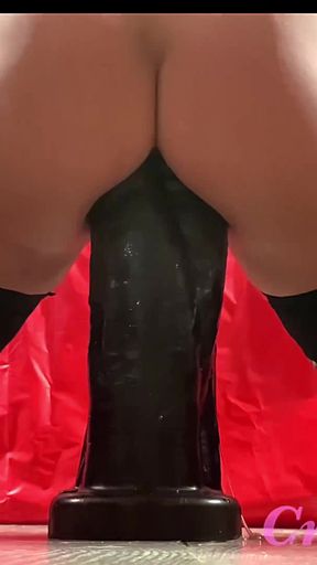 Heels Deep Ride on Huge XXL Three Amigos Dildo!   Clip 3