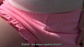 Japanese MILF strips and rides outdoors under clear skies