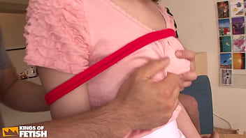 Japanese girl squirts while two guys eat and satisfy her tight holes with toys