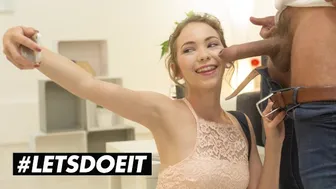 Skinny Blonde Angel Smalls Takes Rough Anal and Deep Throats Massive Cock