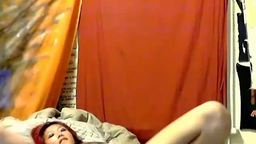 Red Haired Asian Fucks Pussy with Dildo